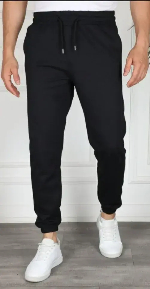 Erkek Jogger Eşofman Altı Rahat Kalıp, Cepli, Lastikli Paça, Günlük Spor Pantolon - Siyah