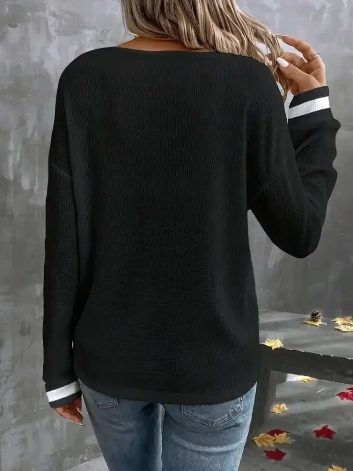 Kadın Uzun Kollu V Yakalı Waffle Bluz