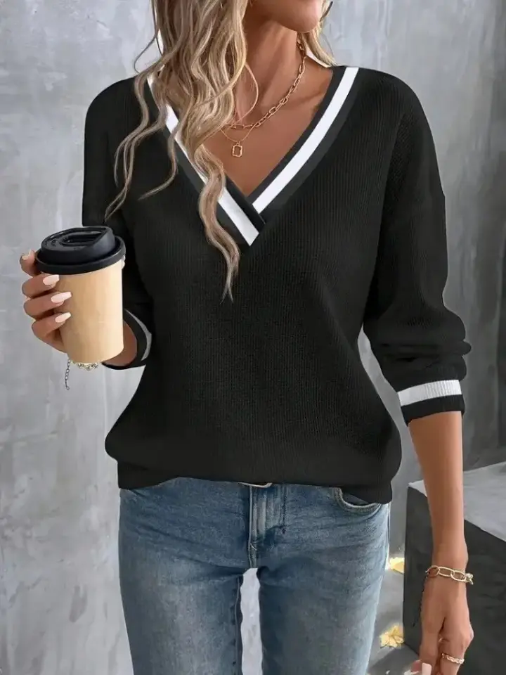 Kadın Uzun Kollu V Yakalı Waffle Bluz