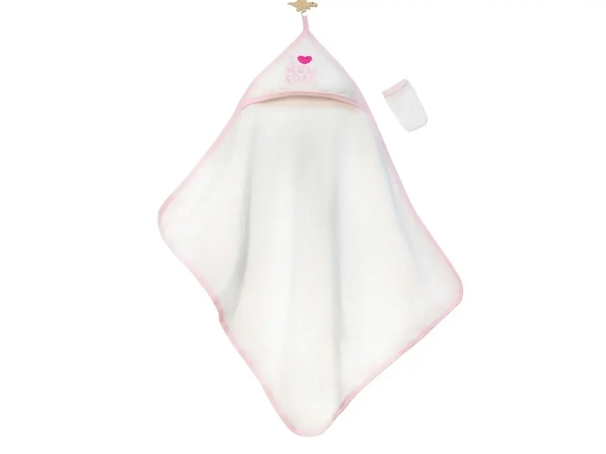 I Mam & Dad Nakışlı Bebek Havlu Silgi – Pembe