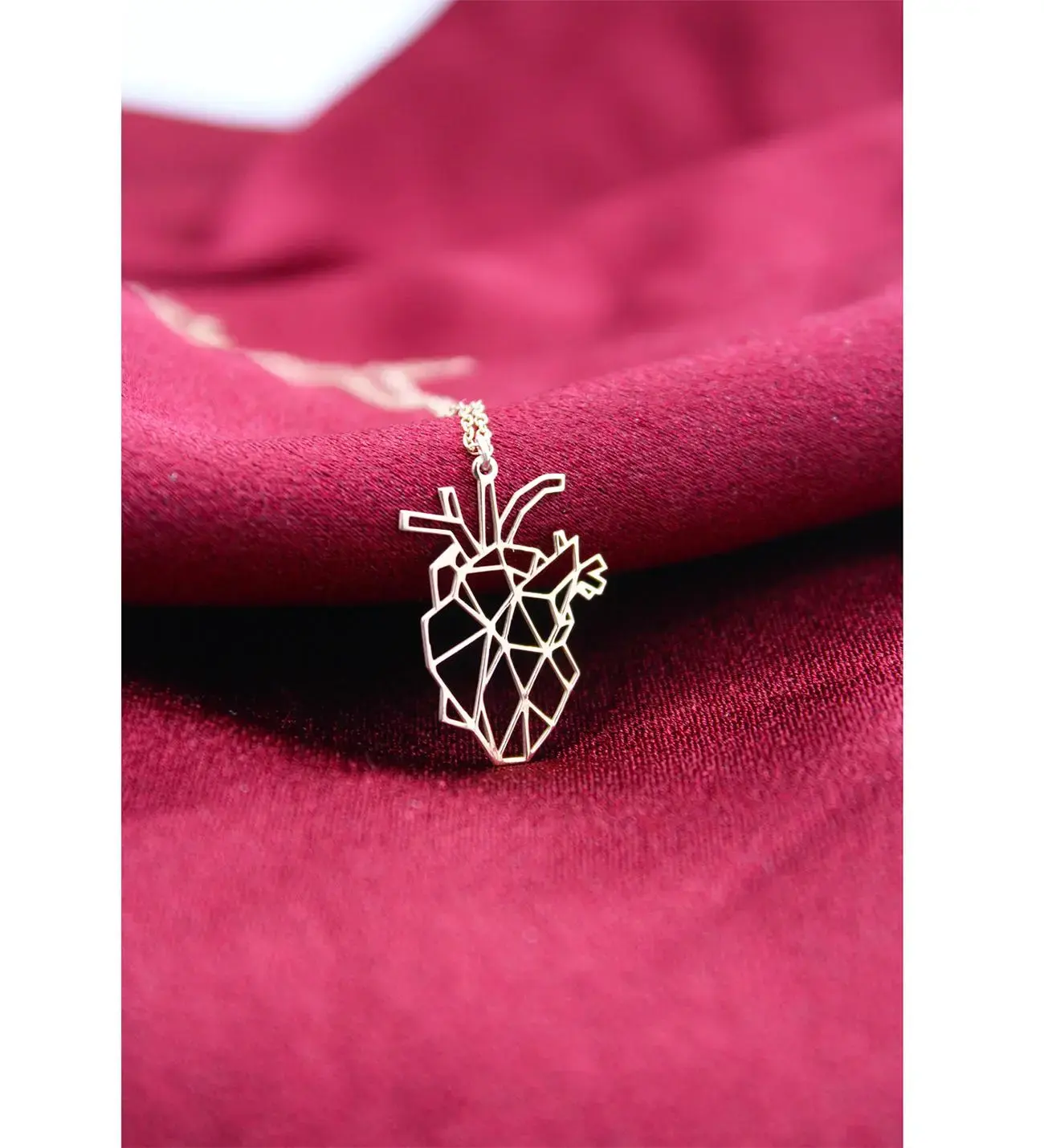 14K Altın Kaplama / Gümüş Anatomik Kalp Kolye