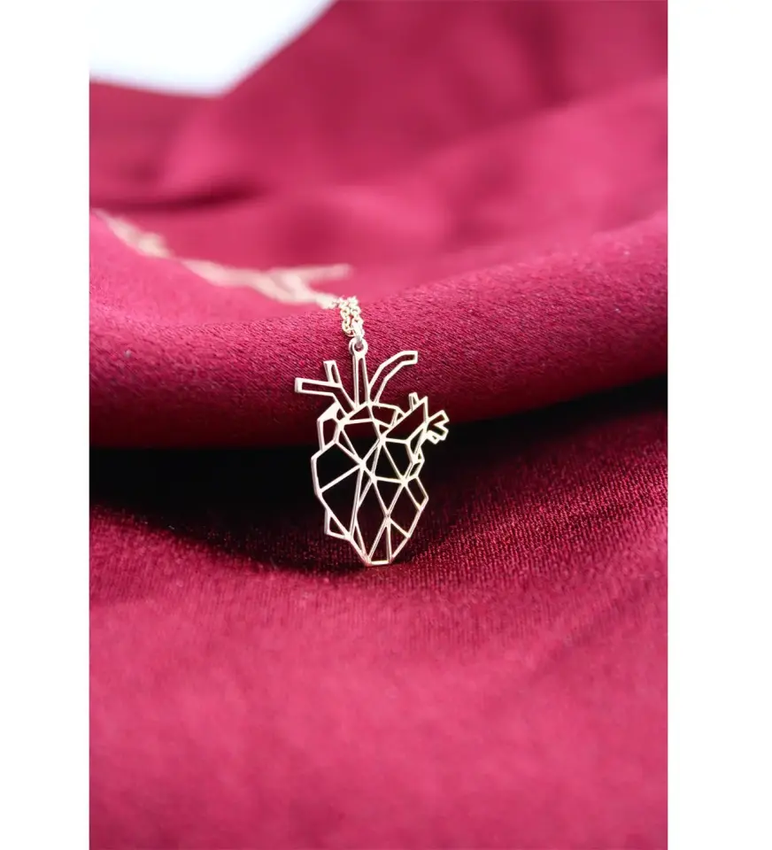 14K Altın Kaplama / Gümüş Anatomik Kalp Kolye