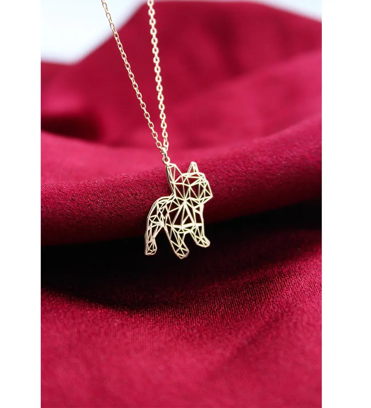 14K Altın Kaplama / Gümüş Geometrik Köpek Kolye