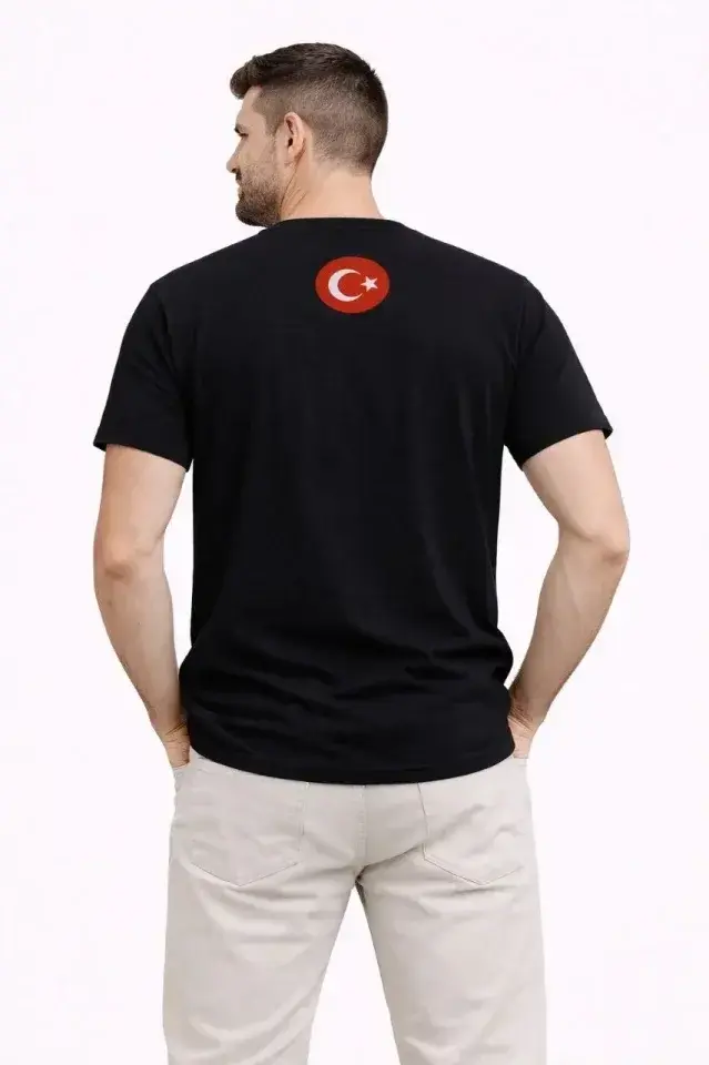 Erkek TÜRKİYE Baskılı Tişört Ay Yıldız 2026 Dünya Kupası Taraftar Forma T-Shirt - Siyah