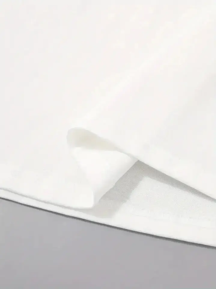 Baskılı Oversize Bisiklet Yaka T-shirt - Beyaz