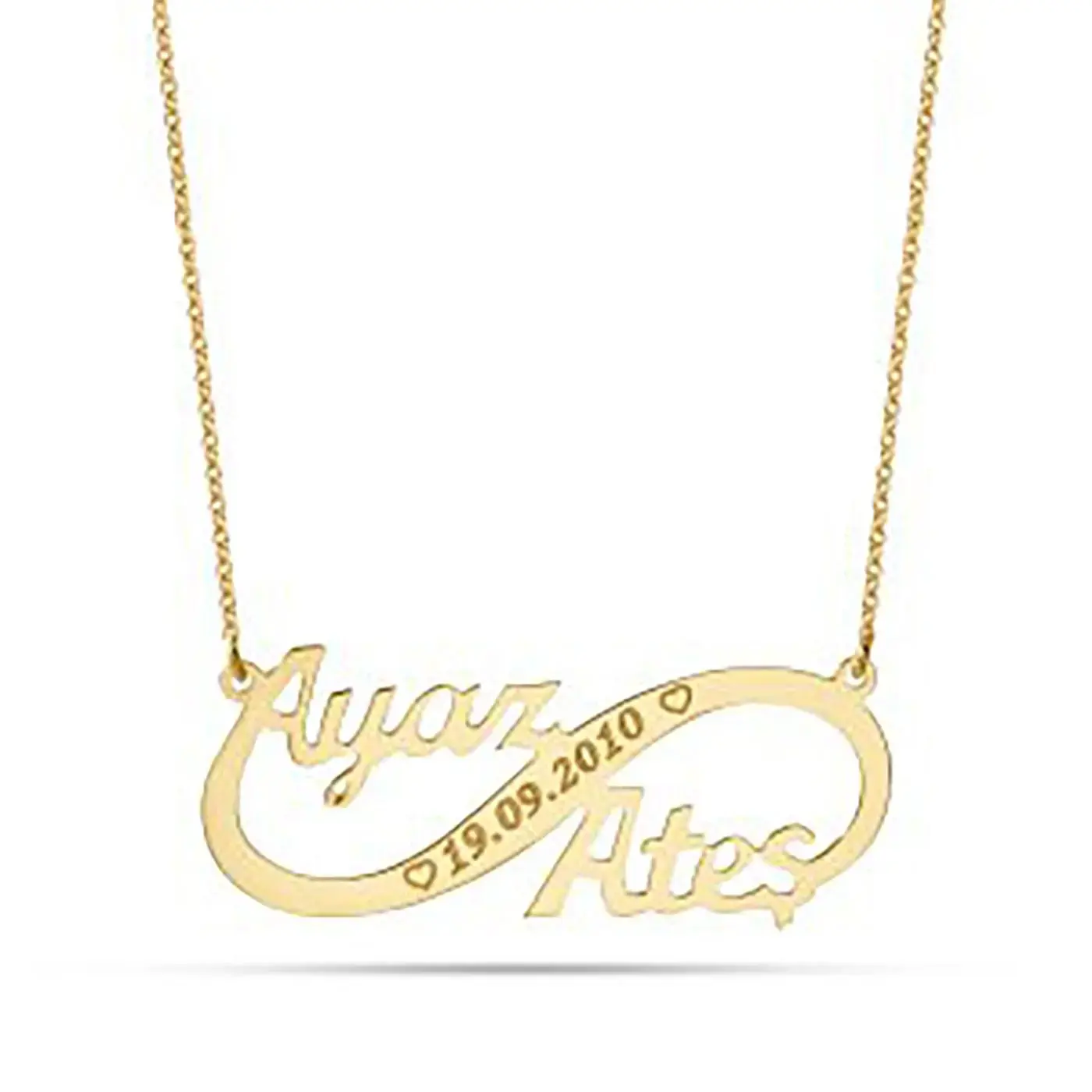 Kişiye Özel İsimli 14K Altın Kaplama / Gümüş Sonsuzluk Kolye