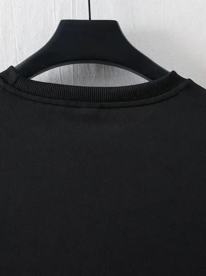 Baskılı Oversize Bisiklet Yaka T-shirt - Siyah