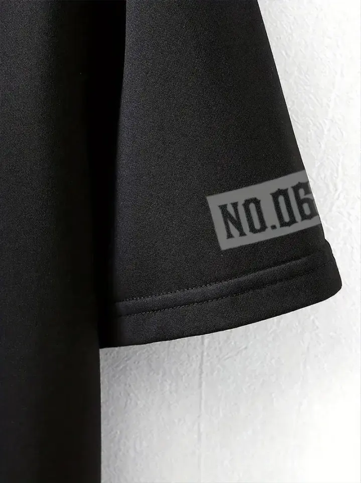 Baskılı Oversize Bisiklet Yaka T-shirt - Siyah