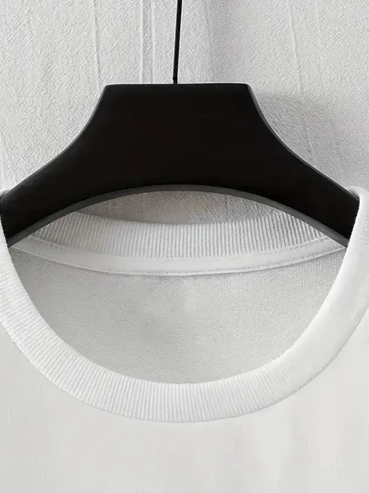 Baskılı Oversize Bisiklet Yaka T-shirt - Beyaz