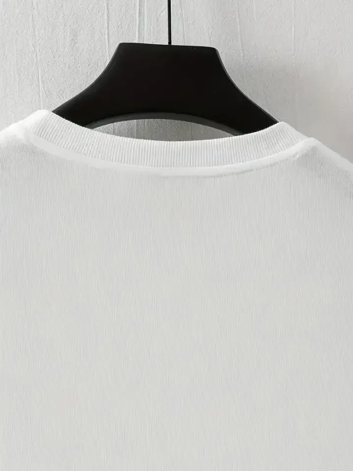 Baskılı Oversize Bisiklet Yaka T-shirt - Beyaz