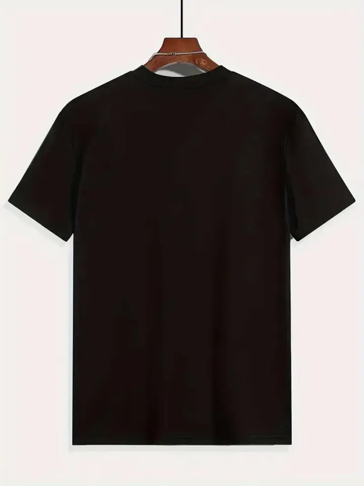 Baskılı Oversize Bisiklet Yaka T-shirt - Siyah