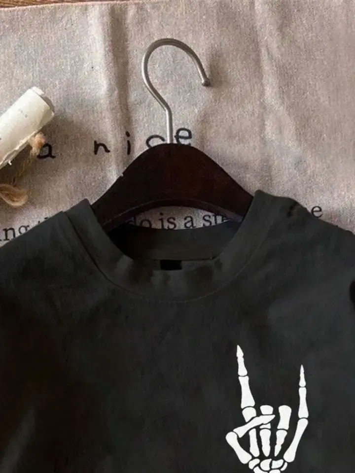 Erkek Baskılı Oversize T-shirt - Siyah