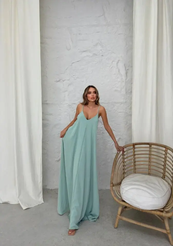 Aerobin uzun elbise çağla yeşili pt