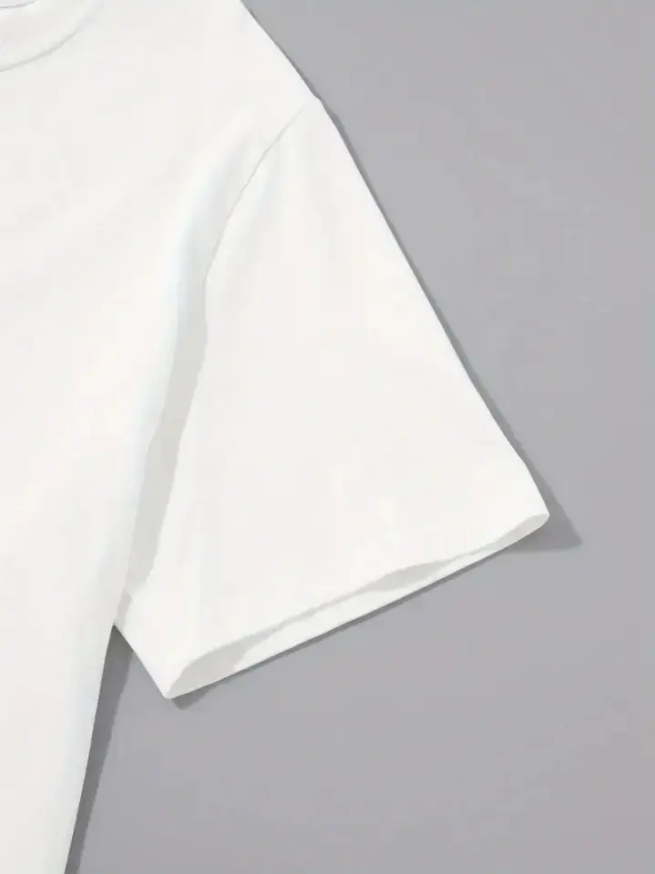 Baskılı Oversize Bisiklet Yaka T-shirt - Beyaz